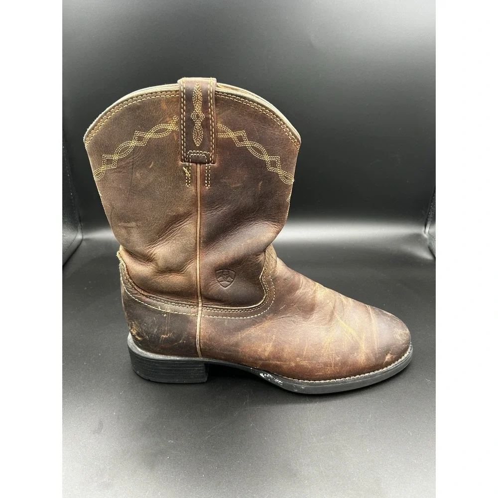 Ariat Heritage Roper Boots Men's 8 D Distressed Brown Leather Western 10002284 - Picture 1 of 8